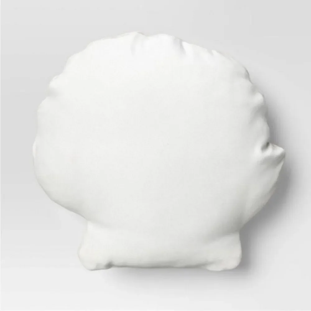 Shell-Shaped Yellow & White Small Accent Pillow Beachy Coastal Nautical Vibes